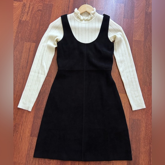 SANDRO Bi-Layered Ruffle Collar Knitted Wool Pinafore Dress 36 - Picture 12 of 16